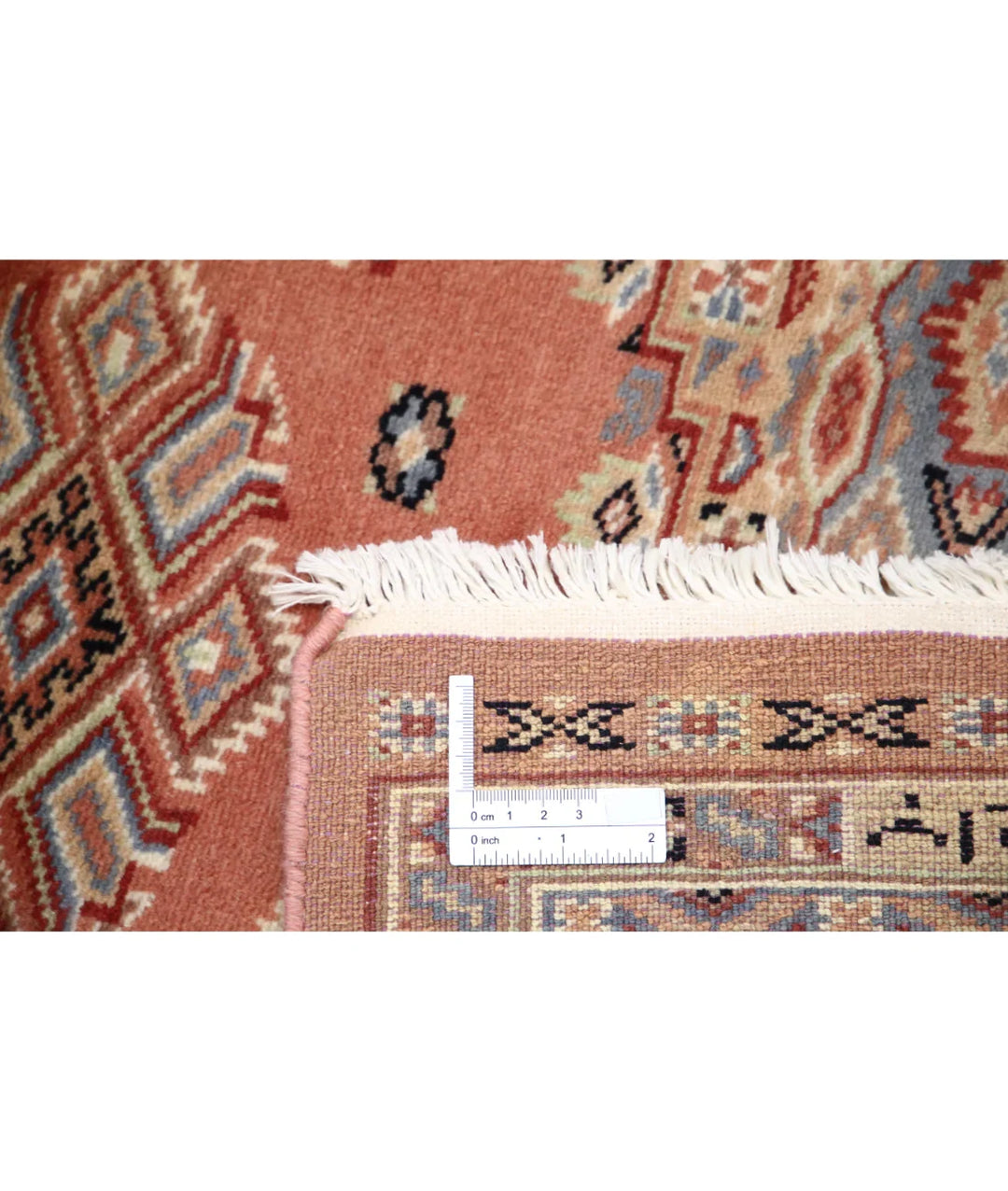 Peach Ivory Pakistani Bokhara Rug 4' 2" x 6' 1" Hand-Knotted | No. AT34152