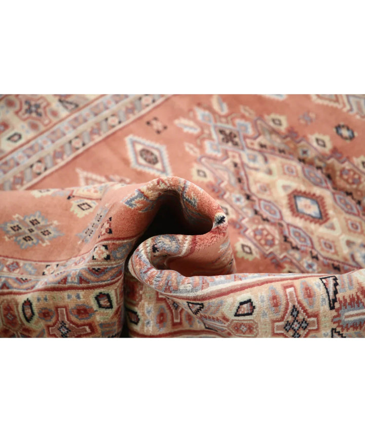 Peach Ivory Pakistani Bokhara Rug 4' 2" x 6' 1" Hand-Knotted | No. AT34152
