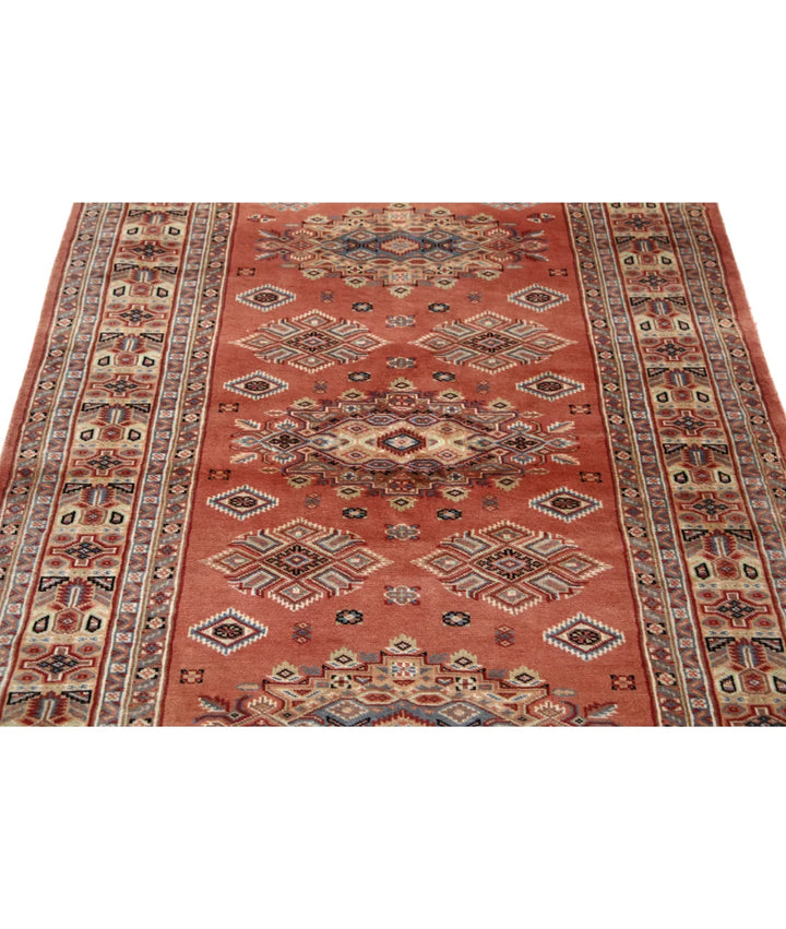 Peach Ivory Pakistani Bokhara Rug 4' 2" x 6' 1" Hand-Knotted | No. AT34152