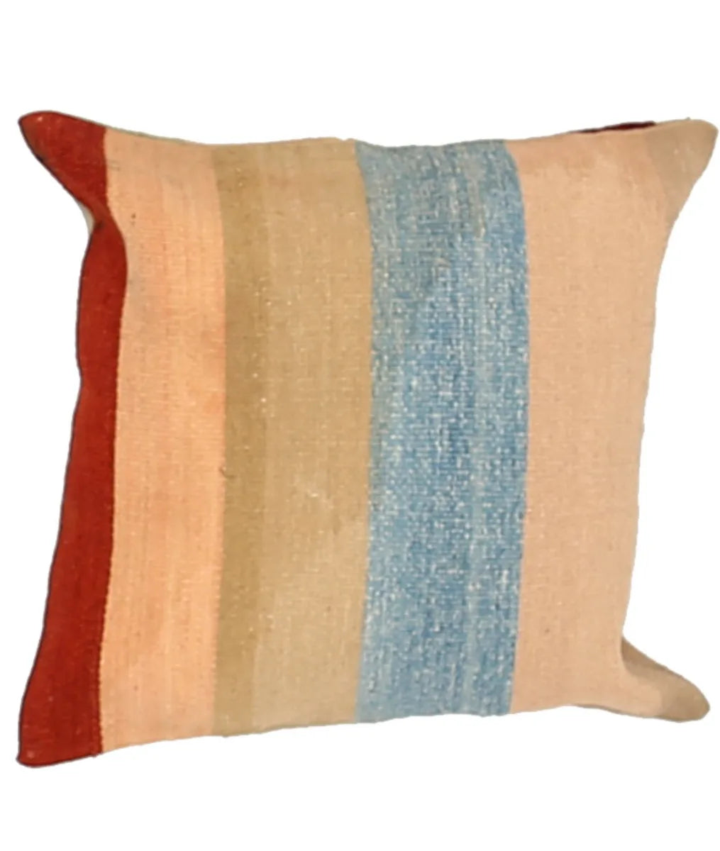Pakistani Modern Stripe Pillow 1' 4" x 1' 4" Hand-Knotted | No. AT34164