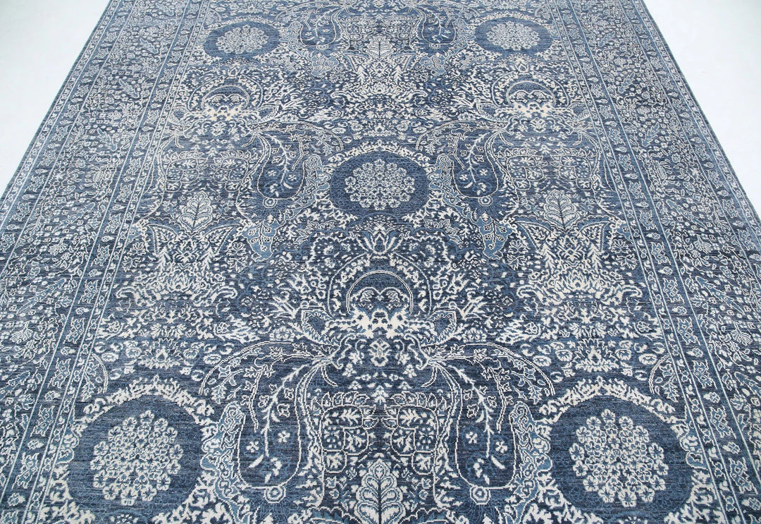 Grey Afghan Ziegler Rug 8' 2" x 10' 8" Hand-Knotted | No. AT34206