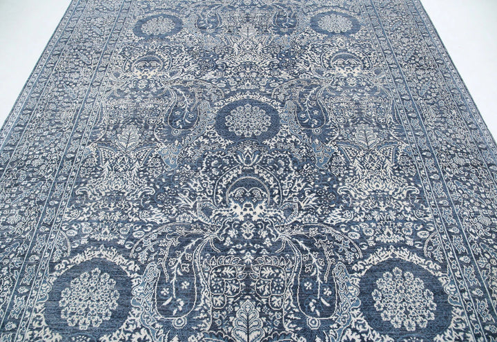 Grey Afghan Ziegler Rug 8' 2" x 10' 8" Hand-Knotted | No. AT34206