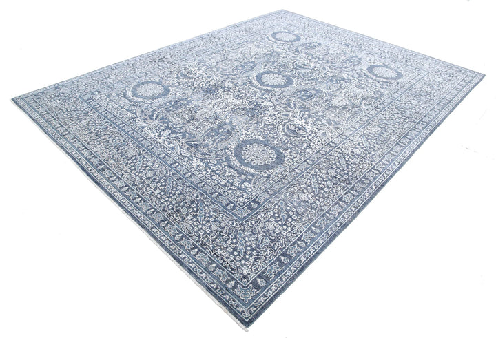 Grey Afghan Ziegler Rug 8' 2" x 10' 8" Hand-Knotted | No. AT34206