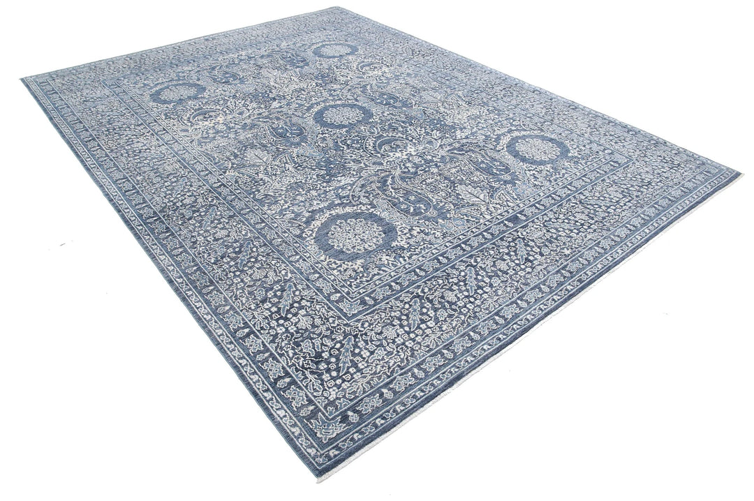 Grey Afghan Ziegler Rug 8' 2" x 10' 8" Hand-Knotted | No. AT34206