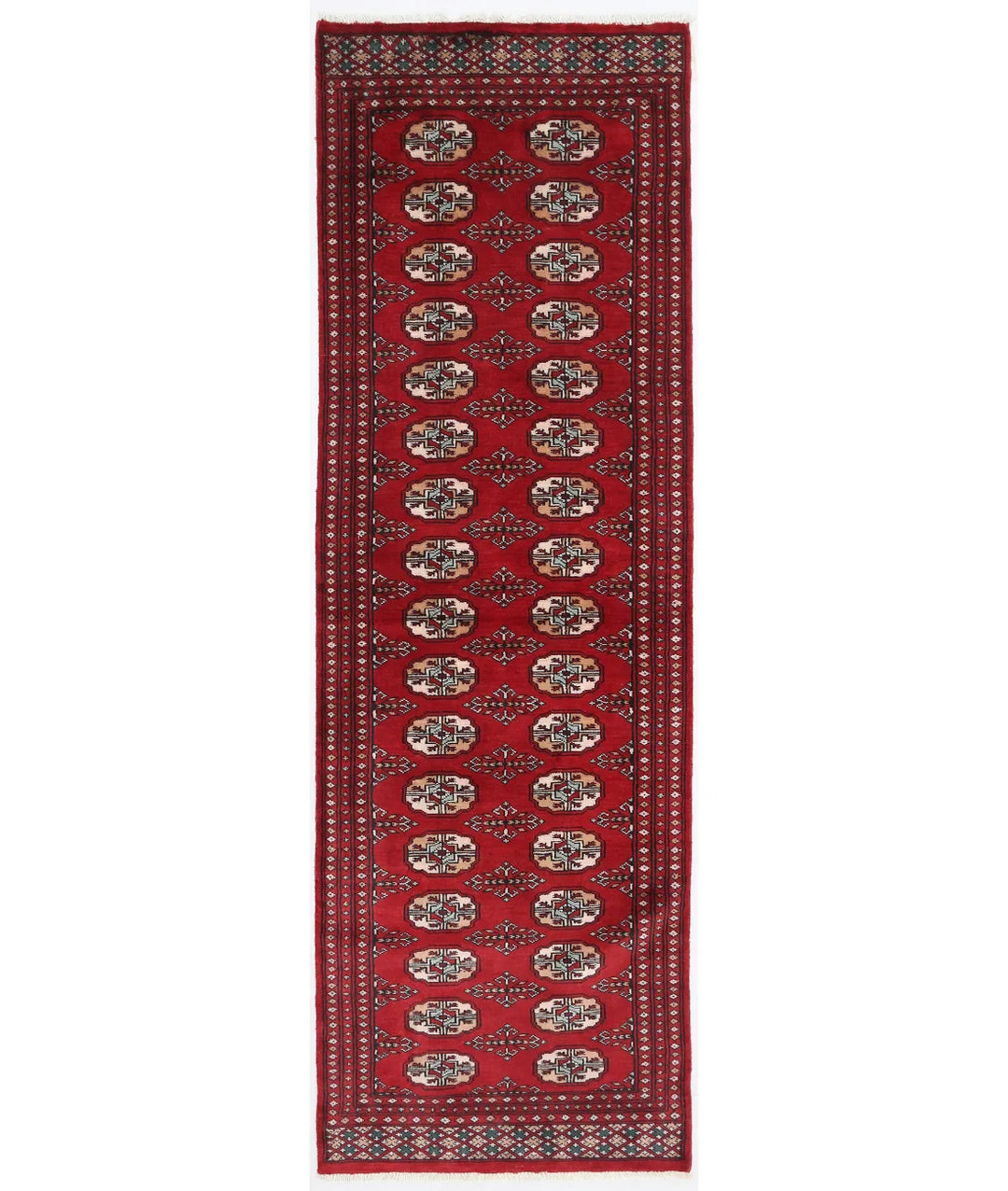 Red Pakistani Bokhara Rug 2' 6" x 7' 11" Hand-Knotted | No. AT34217