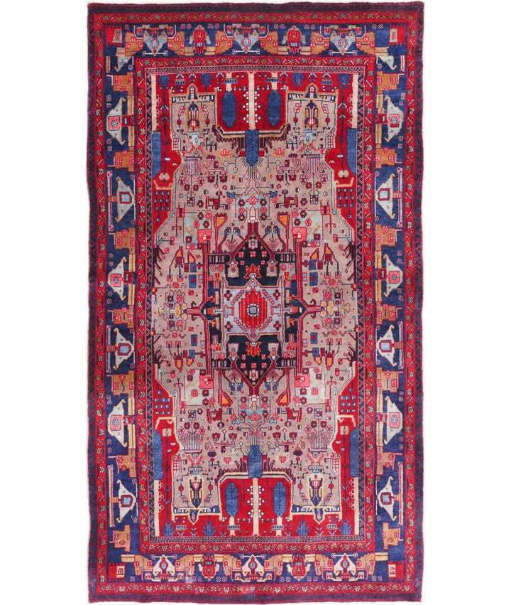 Persian Hamadan Oriental Rug 4' 11" x 9' 0" Hand-Knotted | No. AT34306