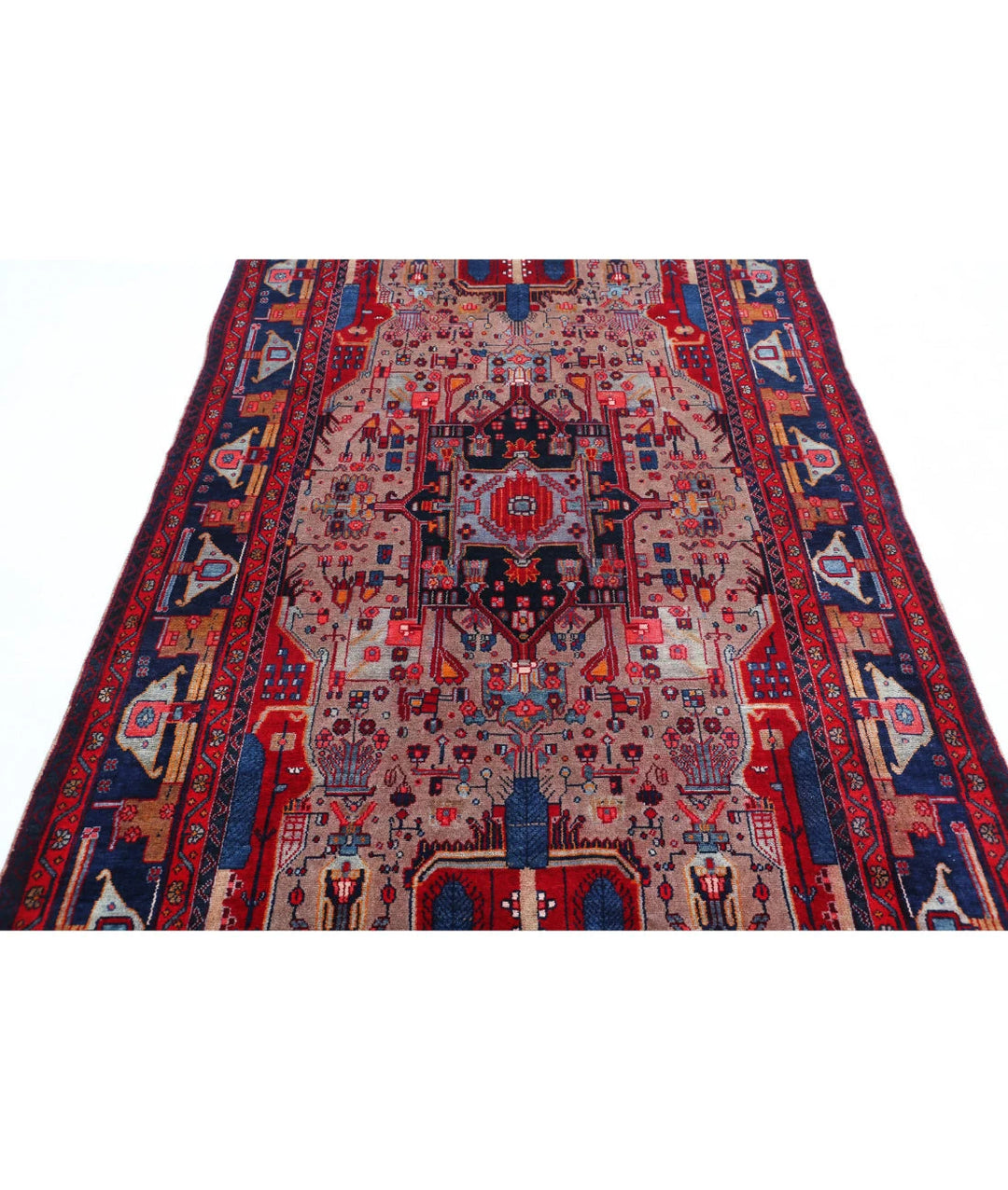 Persian Hamadan Oriental Rug 4' 11" x 9' 0" Hand-Knotted | No. AT34306