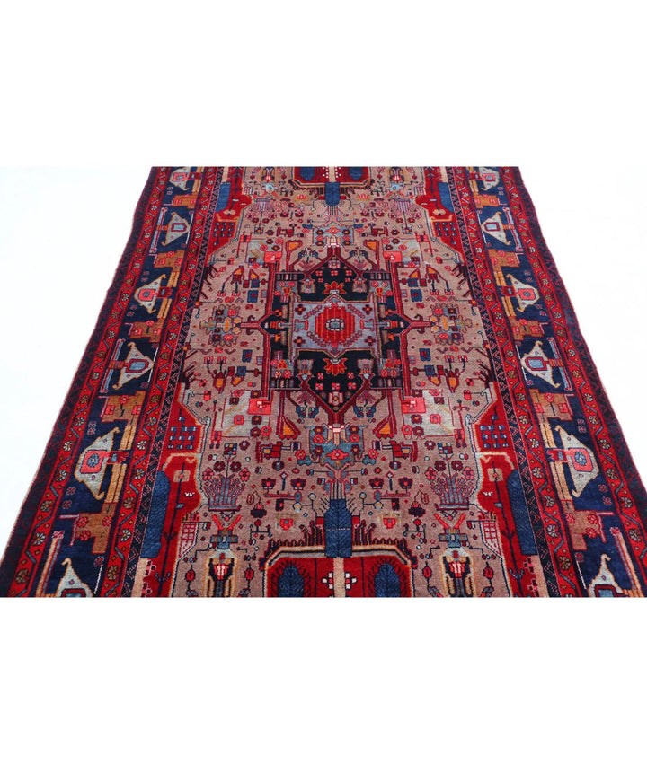 Persian Hamadan Oriental Rug 4' 11" x 9' 0" Hand-Knotted | No. AT34306