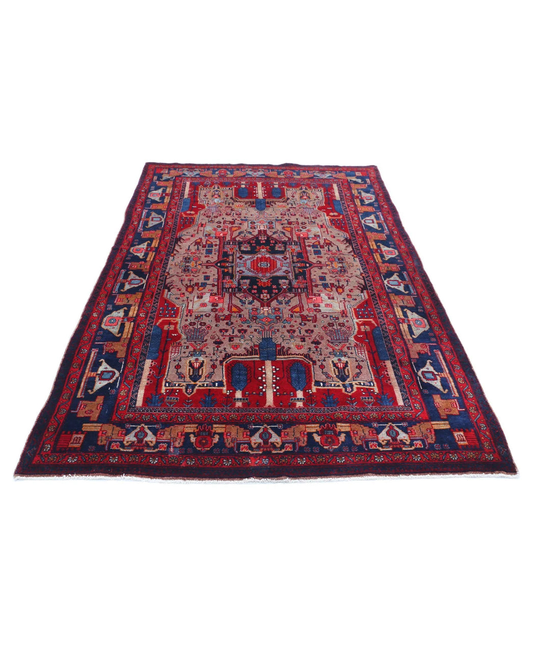 Persian Hamadan Oriental Rug 4' 11" x 9' 0" Hand-Knotted | No. AT34306