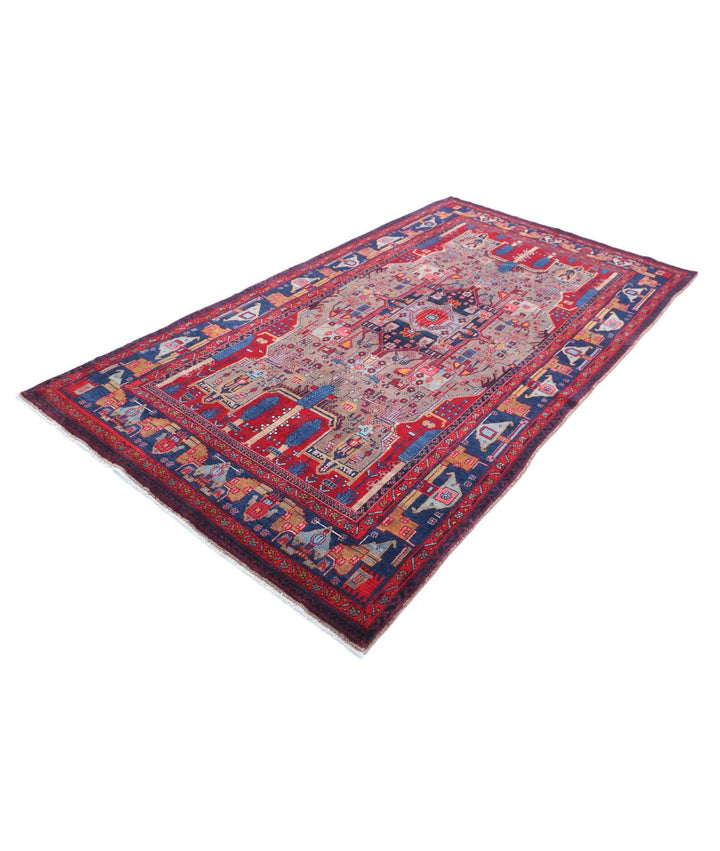 Persian Hamadan Oriental Rug 4' 11" x 9' 0" Hand-Knotted | No. AT34306