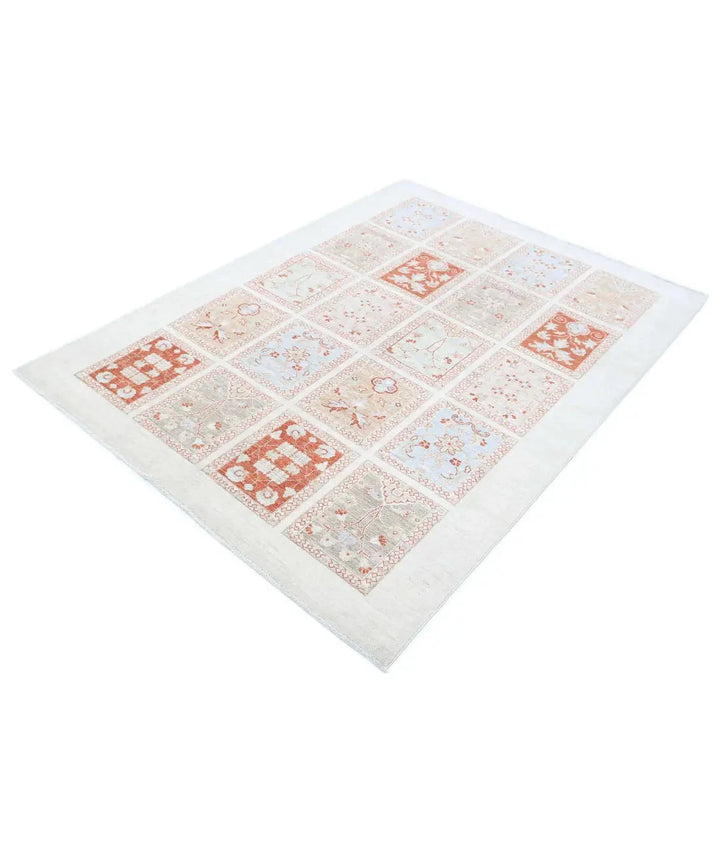 Ivory Afghan Bakhtiari Rug 4' 9" x 6' 4" Hand-Knotted | No. AT34424