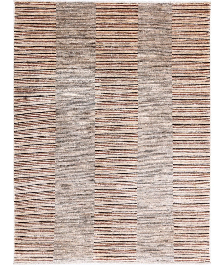 Multicolor Afghan Oriental Rug 4' 9" x 6' 5" Hand-Knotted