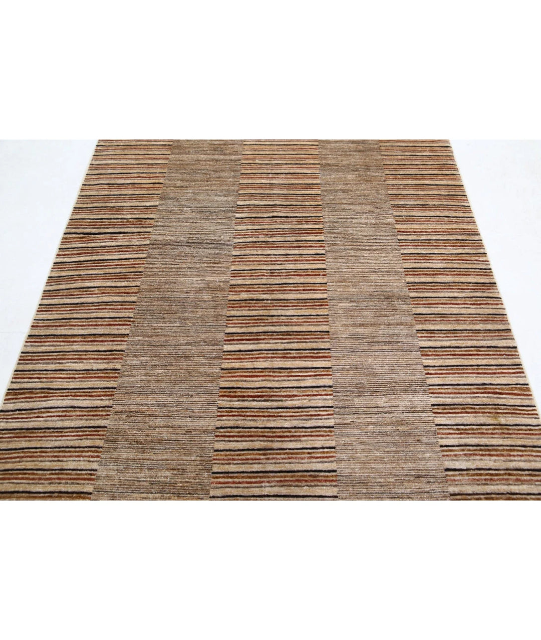 Multicolor Afghan Oriental Rug 4' 9" x 6' 5" Hand-Knotted border