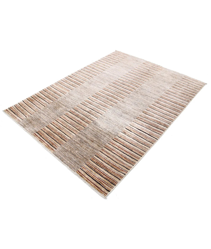 Multicolor Afghan Oriental Rug 4' 9" x 6' 5" Hand-Knotted texture