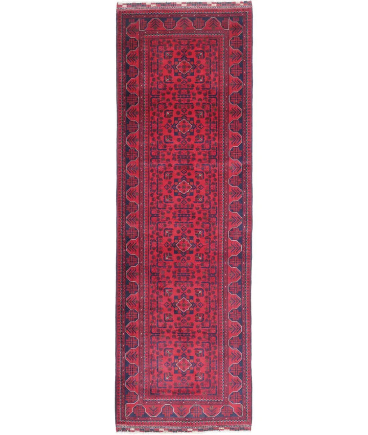Red Afghan Khamyab Rug 3' 0" x 9' 10" Hand-Knotted | No. AT34536