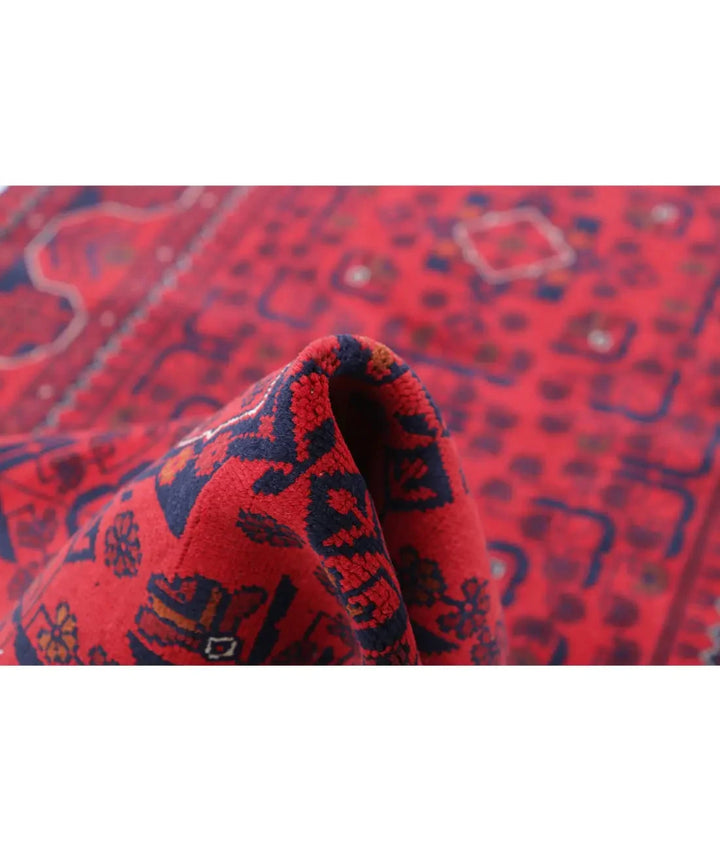 Red Afghan Khamyab Rug 3' 0" x 9' 10" Hand-Knotted | No. AT34536