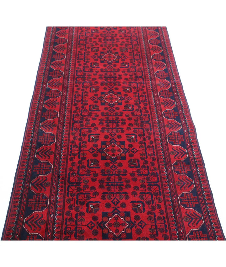Red Afghan Khamyab Rug 3' 0" x 9' 10" Hand-Knotted | No. AT34536