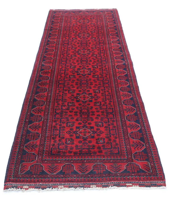 Red Afghan Khamyab Rug 3' 0" x 9' 10" Hand-Knotted | No. AT34536