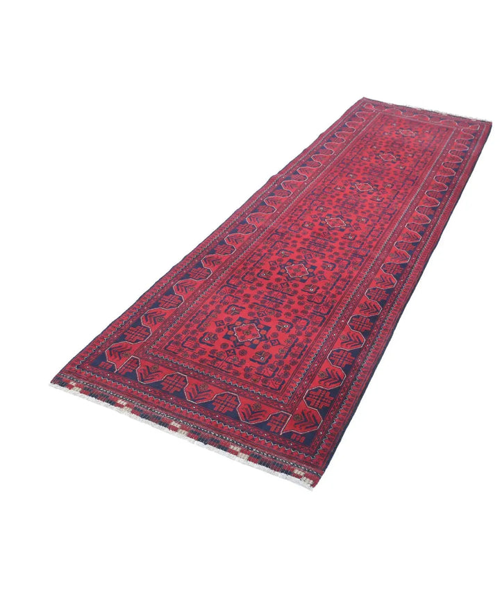 Red Afghan Khamyab Rug 3' 0" x 9' 10" Hand-Knotted | No. AT34536
