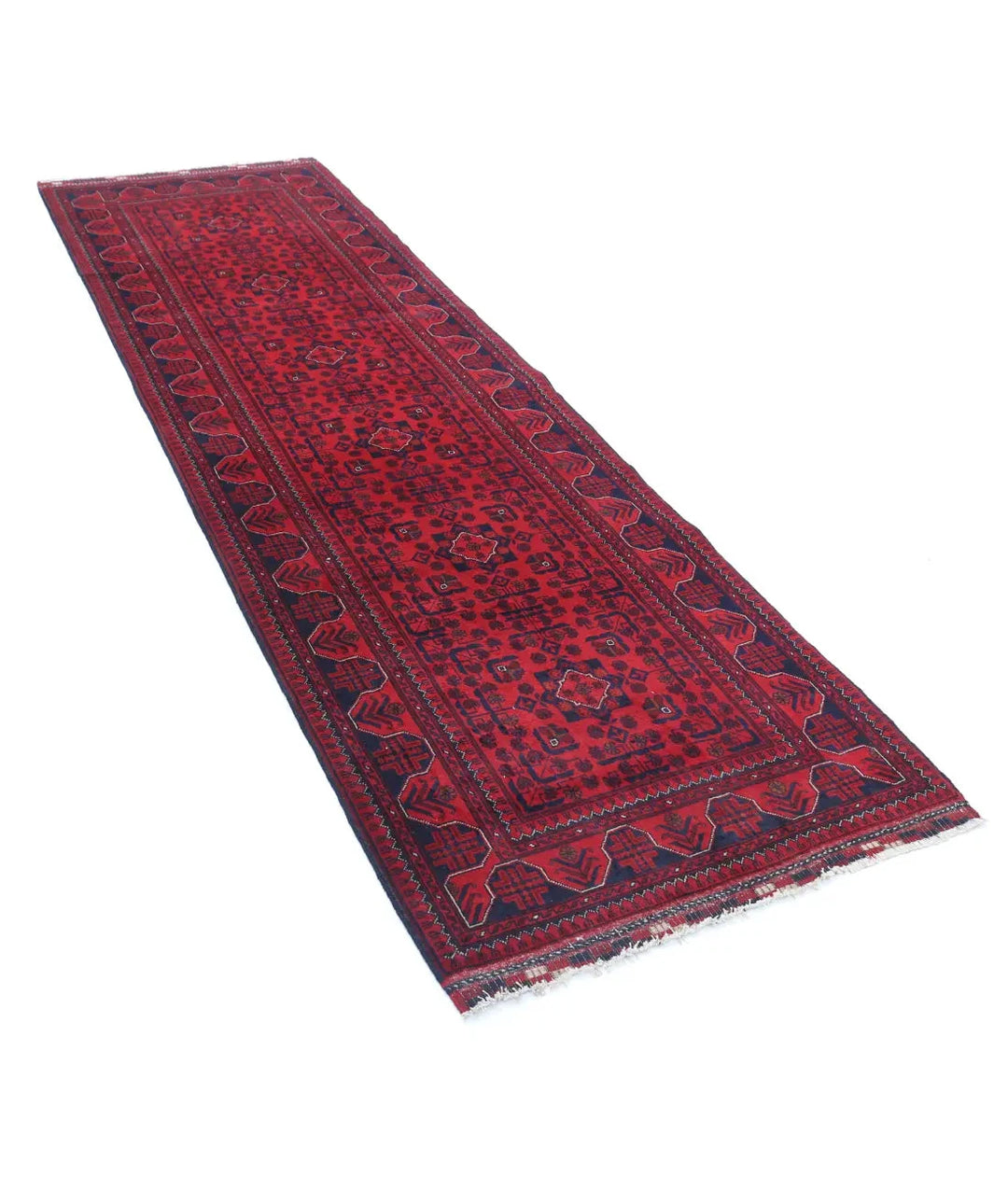 Red Afghan Khamyab Rug 3' 0" x 9' 10" Hand-Knotted | No. AT34536