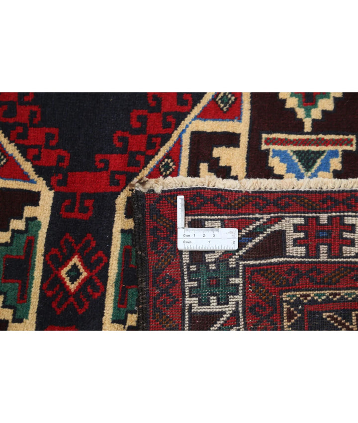 Red Afghan Tribal Rug 2' 9" x 4' 4" Hand-Knotted | No. AT34558