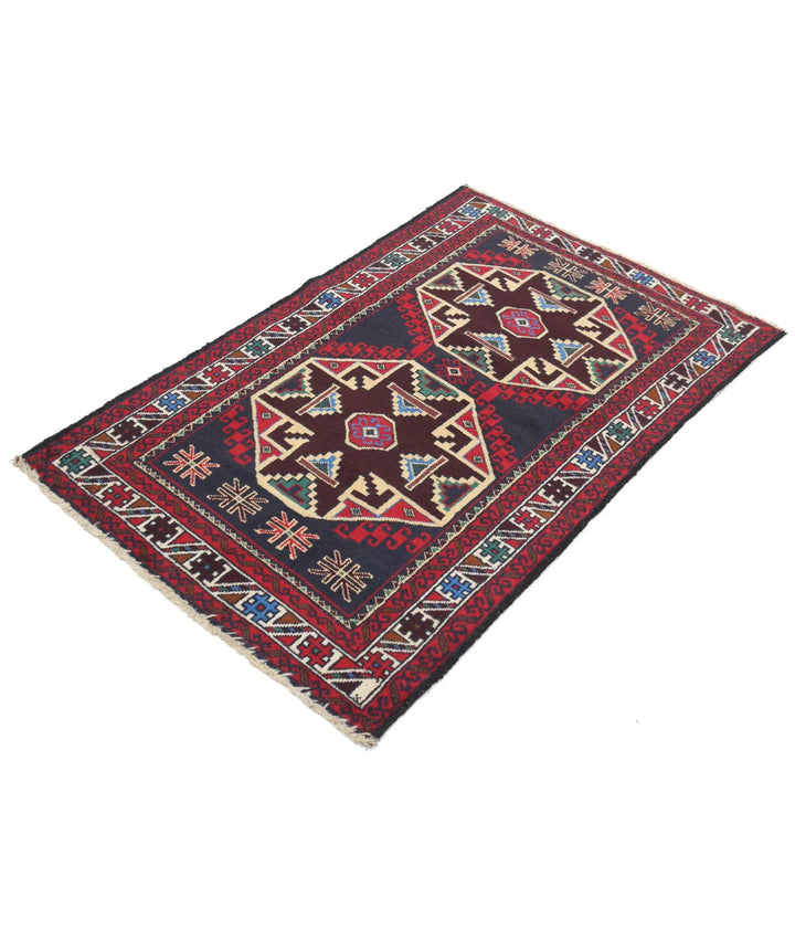 Red Afghan Tribal Rug 2' 9" x 4' 4" Hand-Knotted | No. AT34558
