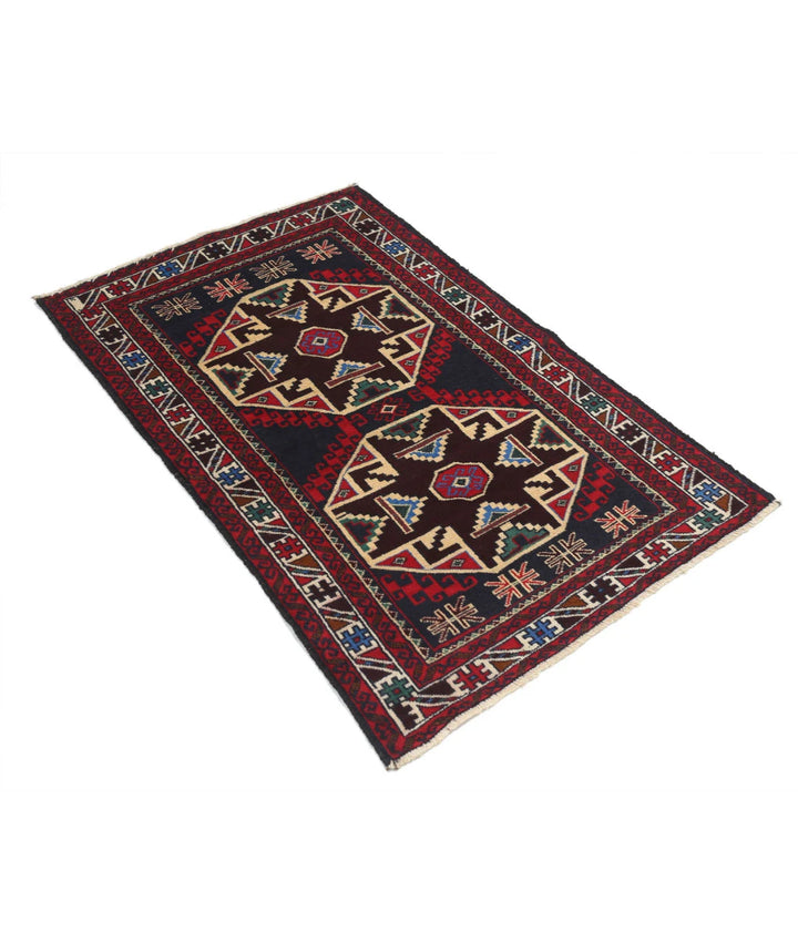 Red Afghan Tribal Rug 2' 9" x 4' 4" Hand-Knotted | No. AT34558