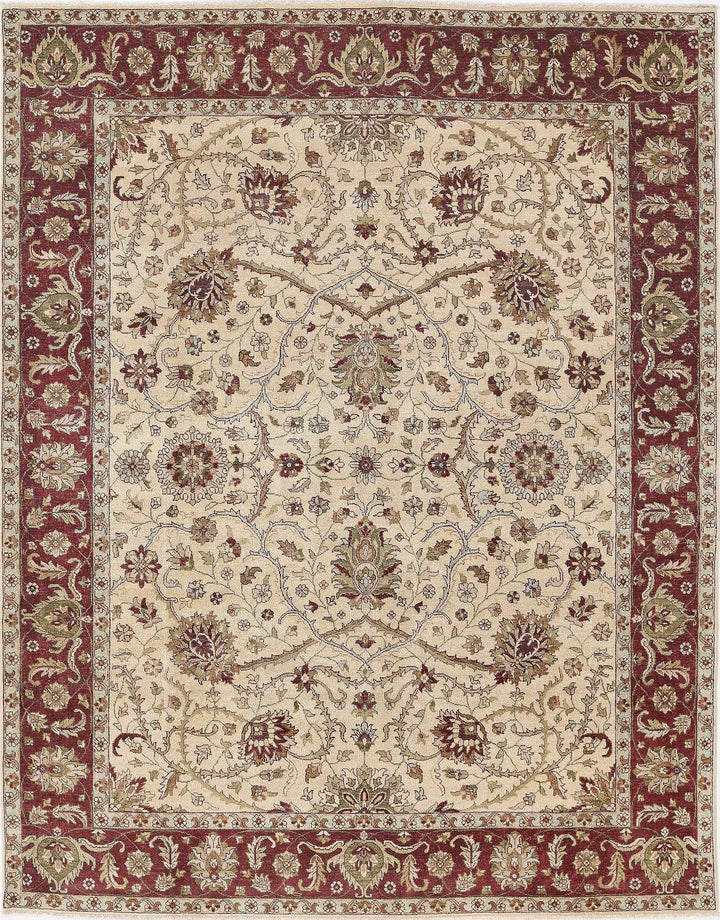 Ivory Indian Ziegler Rug 8' 1" x 10' 3" Hand-Knotted | No. AT34577