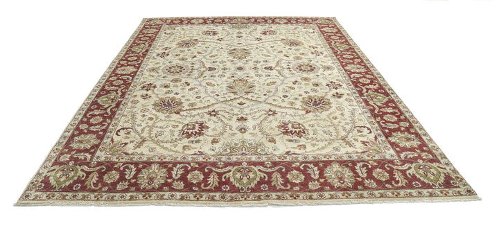 Ivory Indian Ziegler Rug 8' 1" x 10' 3" Hand-Knotted | No. AT34577