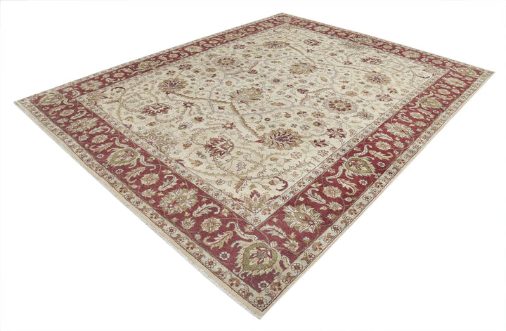 Ivory Indian Ziegler Rug 8' 1" x 10' 3" Hand-Knotted | No. AT34577