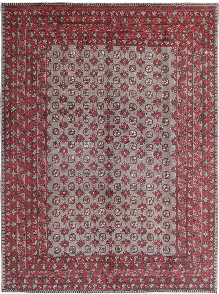 Afghan Akcha Revival Rug 8' 2" x 10' 11" Hand-Knotted | No. AT34615