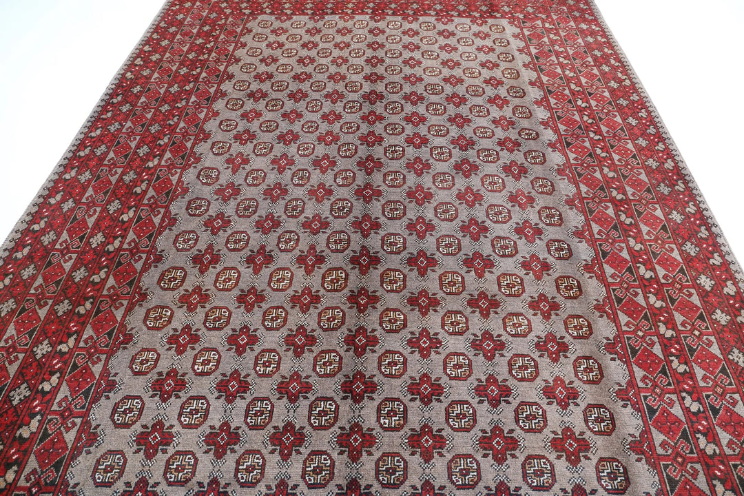 Afghan Akcha Revival Rug 8' 2" x 10' 11" Hand-Knotted | No. AT34615