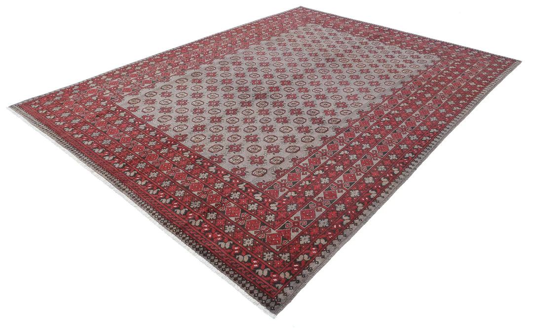 Afghan Akcha Revival Rug 8' 2" x 10' 11" Hand-Knotted | No. AT34615