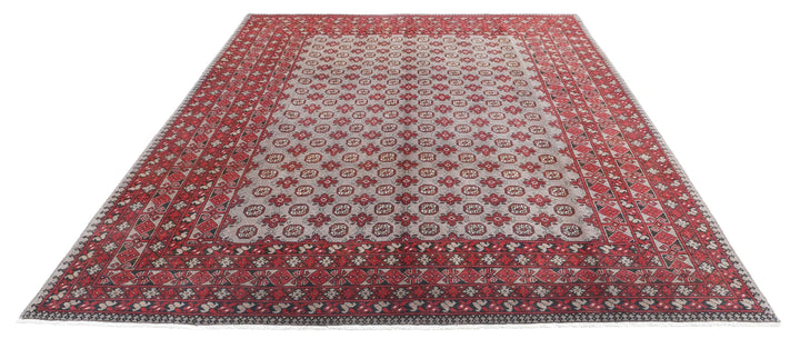 Afghan Akcha Revival Rug 8' 2" x 10' 11" Hand-Knotted | No. AT34615
