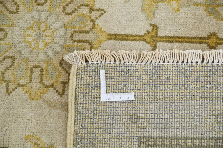 Beige Indian Ziegler Rug 7' 9" x 9' 9" Hand-Knotted | No. AT34651
