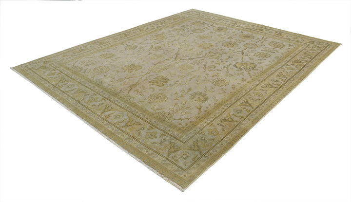 Beige Indian Ziegler Rug 7' 9" x 9' 9" Hand-Knotted | No. AT34651