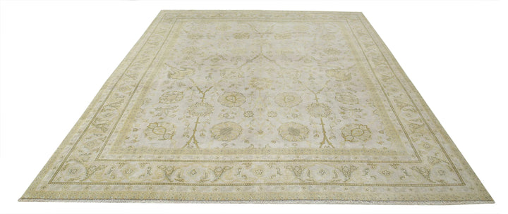 Beige Indian Ziegler Rug 7' 9" x 9' 9" Hand-Knotted | No. AT34651