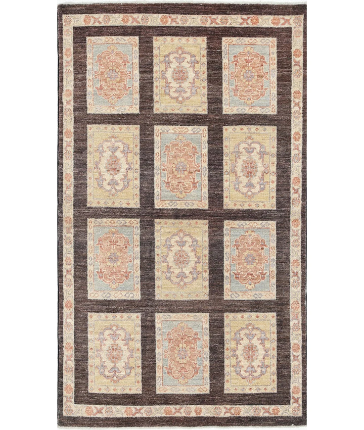 Brown Afghan Bakhtiari Rug 3' 0" x 5' 2" Hand-Knotted | No. AT34664