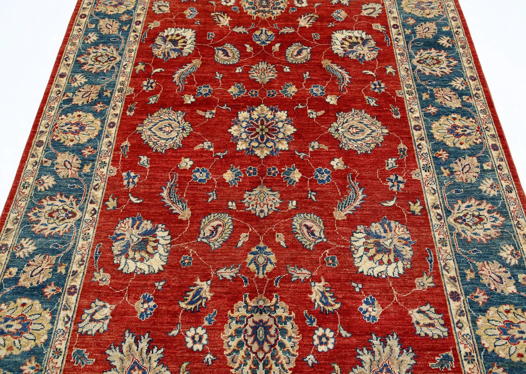 Afghan Ziegler Rug 5'5" x 7'10" Hand-Knotted | No. AT34734