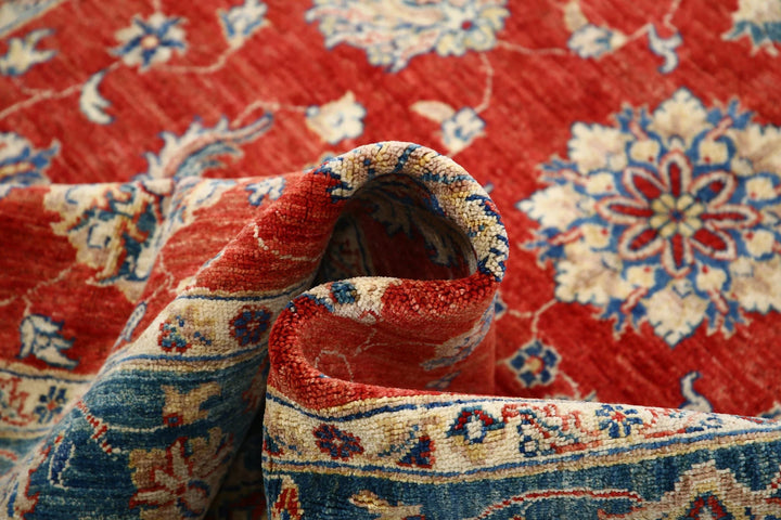 Afghan Ziegler Rug 5'5" x 7'10" Hand-Knotted | No. AT34734
