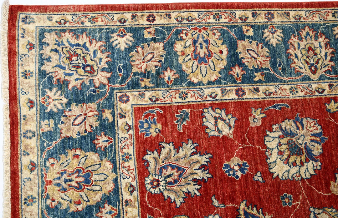 Afghan Ziegler Rug 5'5" x 7'10" Hand-Knotted | No. AT34734