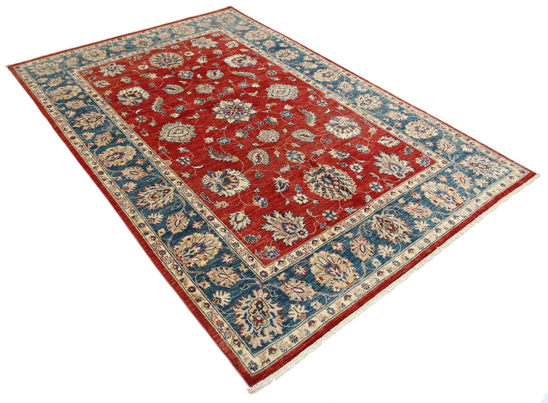 Afghan Ziegler Rug 5'5" x 7'10" Hand-Knotted | No. AT34734