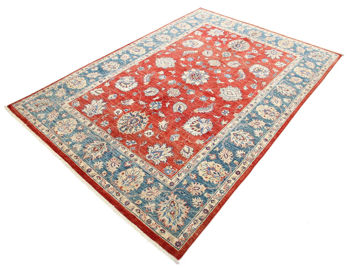 Afghan Ziegler Rug 5'5" x 7'10" Hand-Knotted | No. AT34734