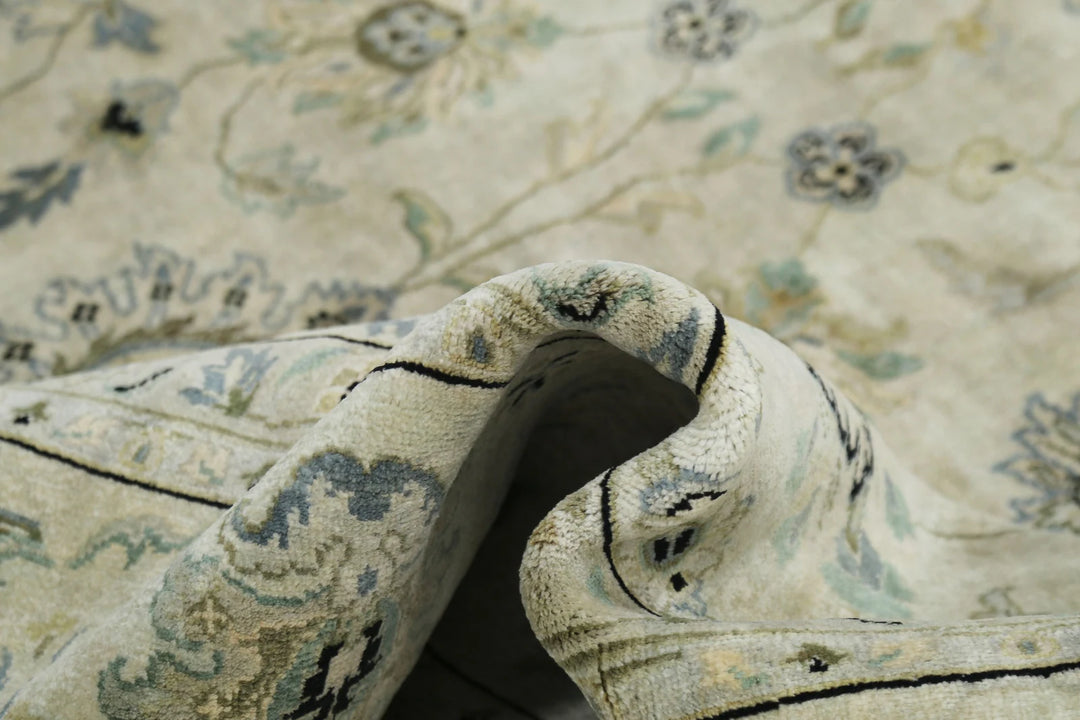 Beige Indian Ziegler Rug 9' 10" x 13' 9" Hand-Knotted | No. AT34739
