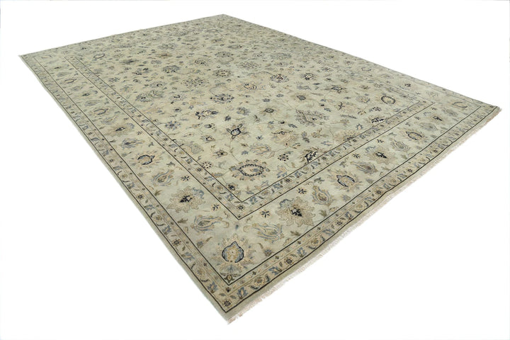 Beige Indian Ziegler Rug 9' 10" x 13' 9" Hand-Knotted | No. AT34739