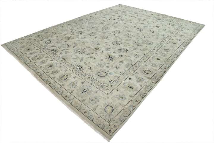 Beige Indian Ziegler Rug 9' 10" x 13' 9" Hand-Knotted | No. AT34739