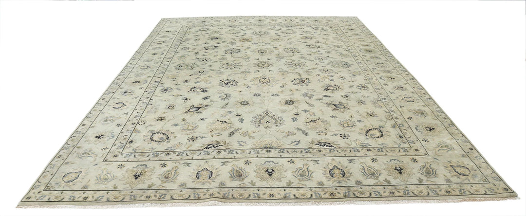 Beige Indian Ziegler Rug 9' 10" x 13' 9" Hand-Knotted | No. AT34739