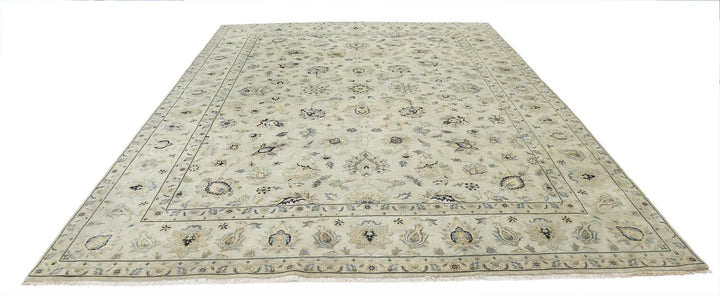 Beige Indian Ziegler Rug 9' 10" x 13' 9" Hand-Knotted | No. AT34739