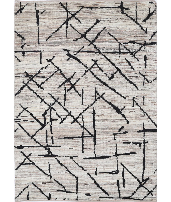 Brown Afghan Oriental Rug 4' 1" x 6' 0" Hand-Knotted | No. AT34890