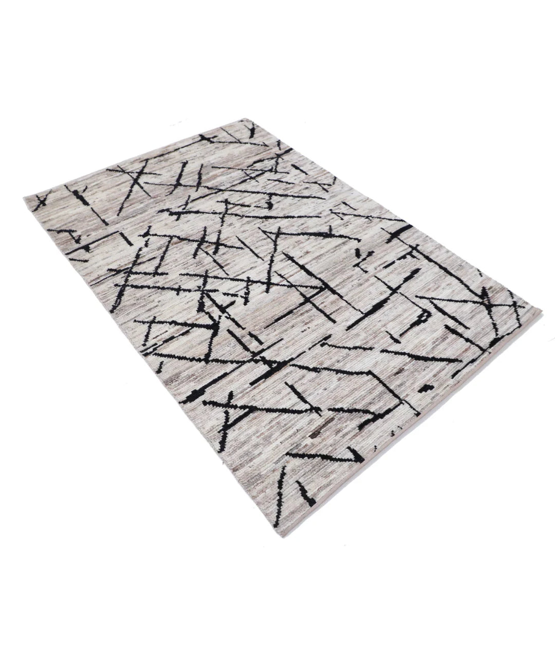 Brown Afghan Oriental Rug 4' 1" x 6' 0" Hand-Knotted | No. AT34890